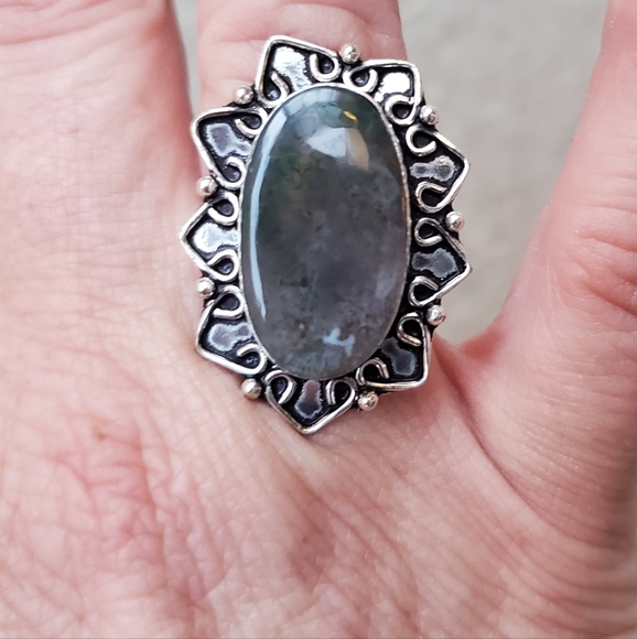 New Moss Agate 925 Silver Ring. - Picture 7 of 12
